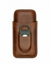Load image into Gallery viewer, Big Easy 54 Leather Cigar Case 3-Finger with Cutter (Brown)