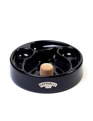 Savinelli Pipe Ashtray with 3-Pipe Stands (Black)