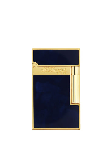 S.T Dupont Natural Blue Lacquer Ligne 2 Lighter with Yellow Gold Finish