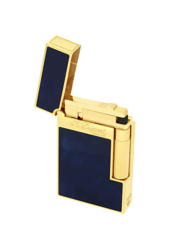 S.T Dupont Natural Blue Lacquer Ligne 2 Lighter with Yellow Gold Finish