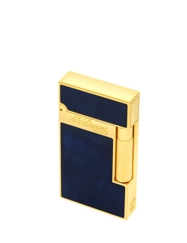 S.T Dupont Natural Blue Lacquer Ligne 2 Lighter with Yellow Gold Finish