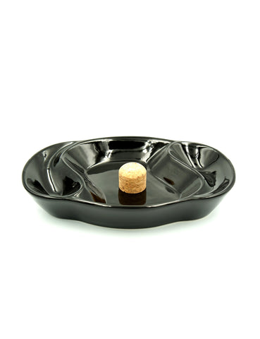 2-Pipe Black Ceramic Ashtray with knocker P902