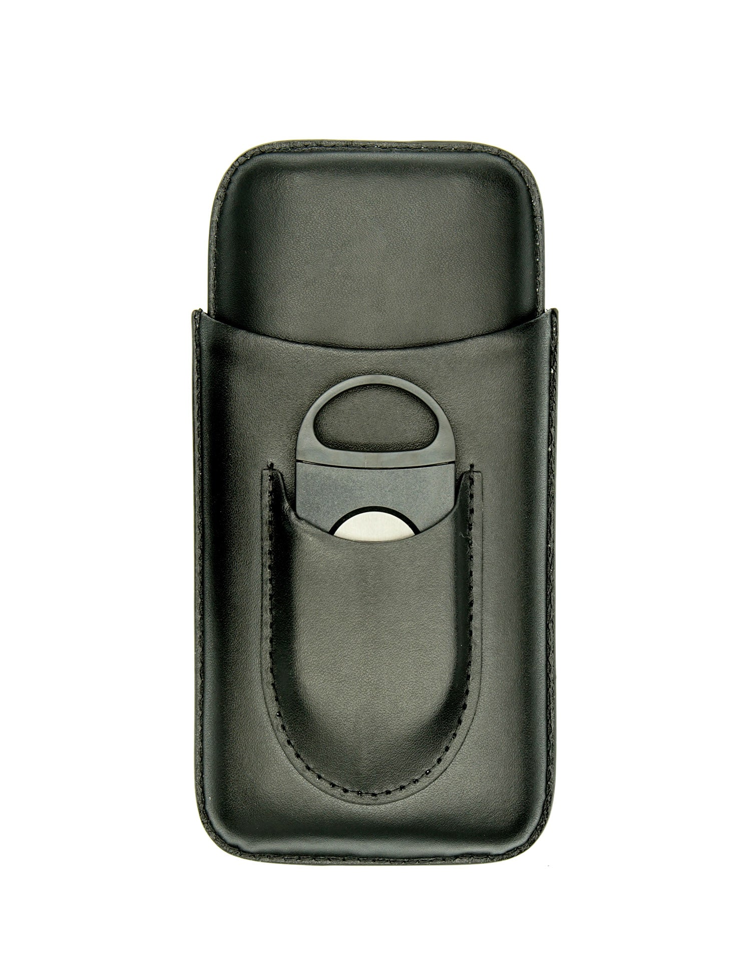 Big Easy 54 Leather Cigar Case 3-Finger with Cutter (Black)